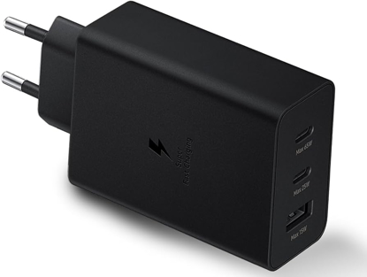 Image de Boitier de charge à 03 ports SAMSUNG - 65W - Noir - 02 ports USB type C - 01 port USB type A